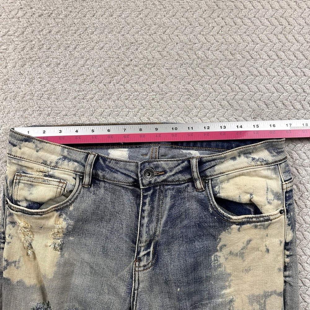 Crysp Denim Mens Jeans 34x34 Distressed Bleach Splatter Graffiti Moto Style Rock - Picture 10 of 15